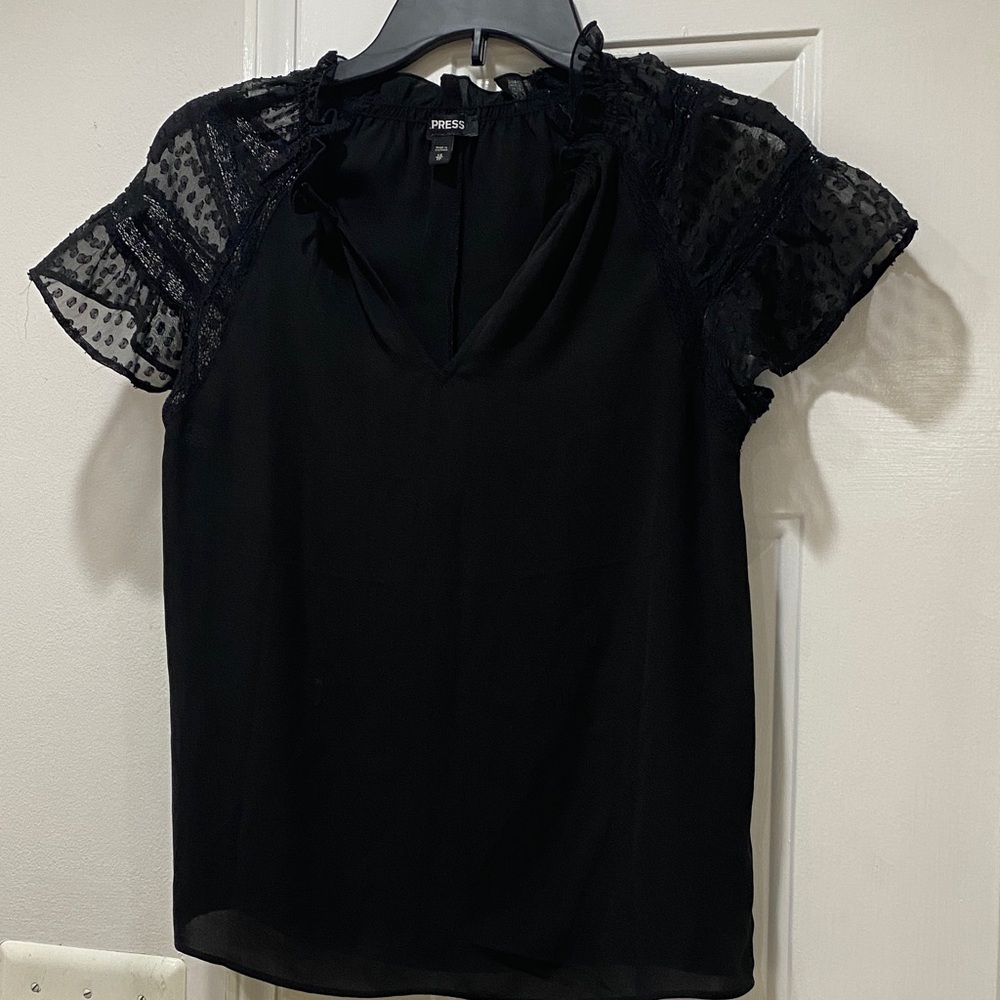 Express, women’s size XS, black blouse.